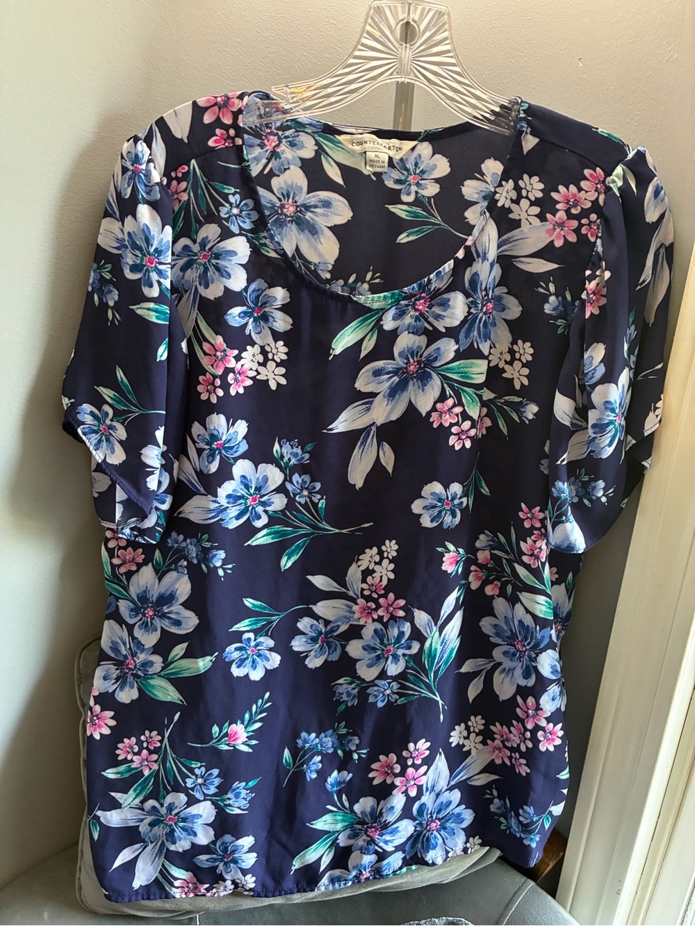 Counterparts Navy Floral Short-Sleeve Blouse